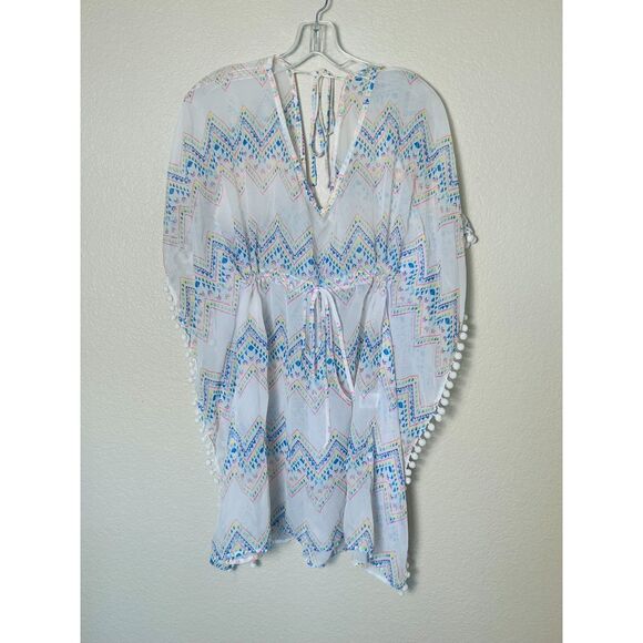 Miken Women's Swimsuit Cover Up White Aztec Large Adjustable - Picture 1 of 10